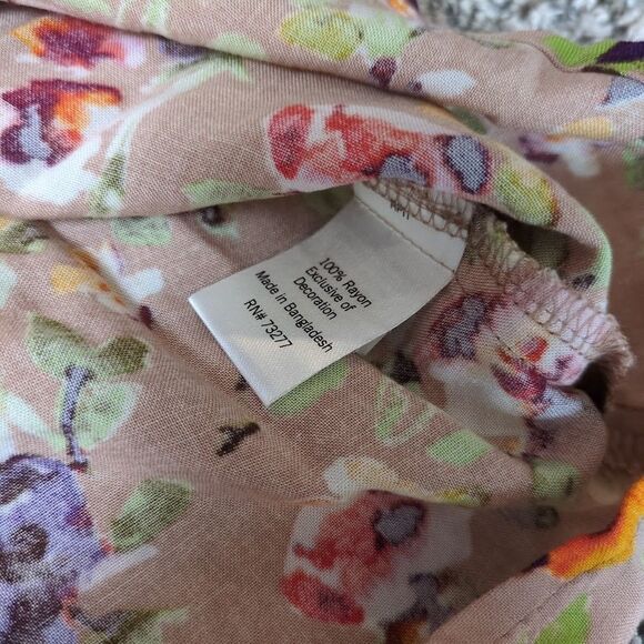 NWT EVRI Women’s Cap Sleeve Brown Floral Tunic Cottagecore Woven Size 0X - Picture 4 of 7